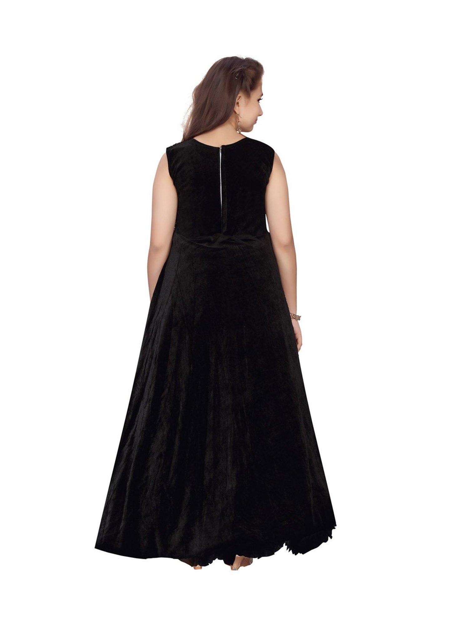 Aarika Kids Peach & Black Embellished Gown