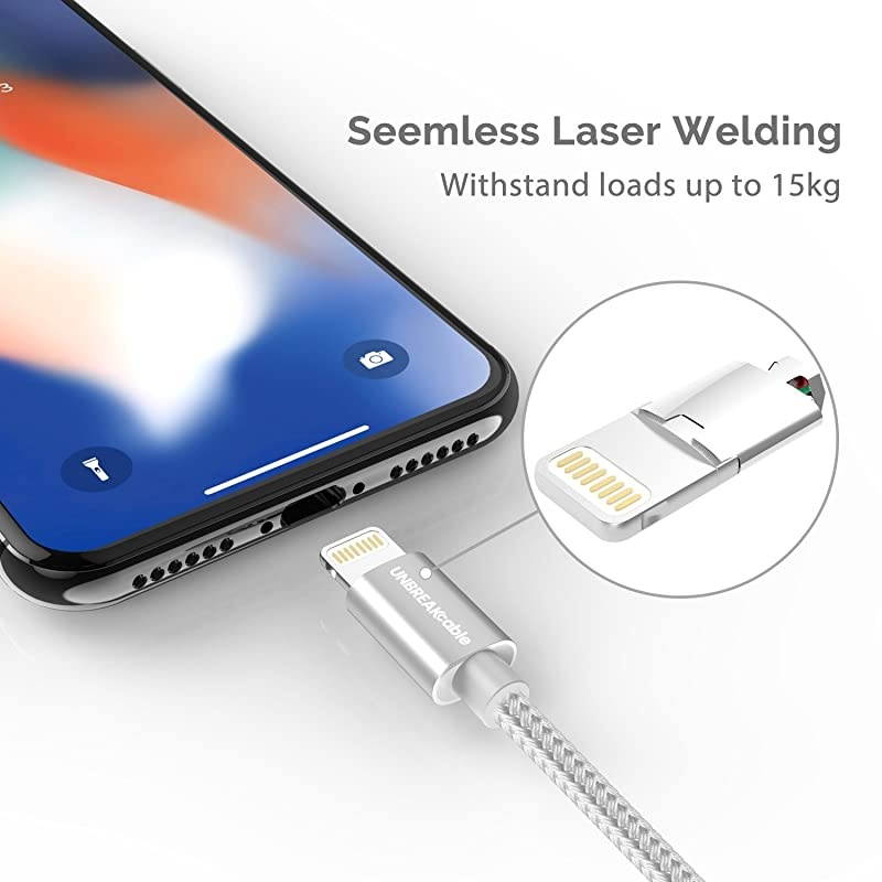 iPhone Charger Cable 2M66ft Apple MFi Certified Nylon Braided USB to Lightning Fast Charging Cord Compatible with iPhone 1111 Pro11 Pro MaxXXSXS MaxSE 2020 iPad iPodSilver