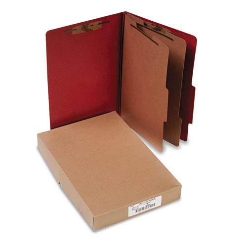 Acco Pressboard 25-Pt Classification Folders Legal 6-Section Earth Red 10/Box