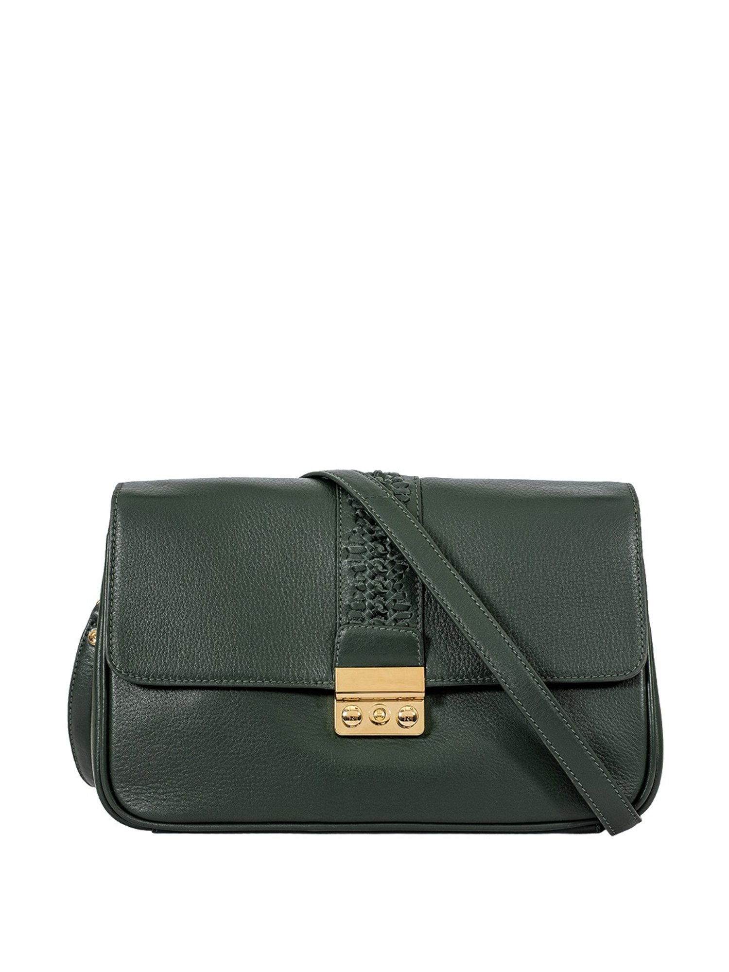 Eske Anika Green Textured Medium Sling Handbag