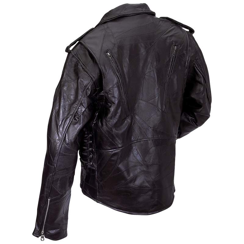 Diamond Plate Rock Design Genuine Buffalo Leather Motorcycle Jacket