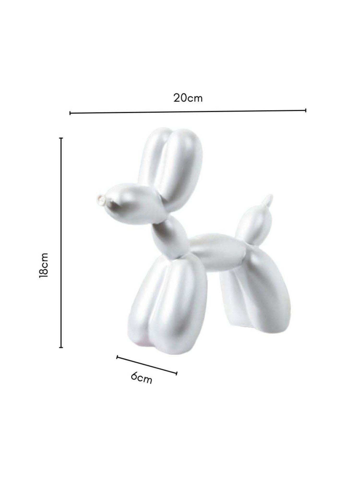 Nestasia Artisanal Resin Made Shining White Twisted Balloon Art Dog Sculpture For Home Decoration