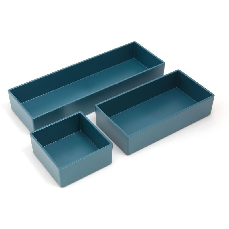 TRU RED 3 Piece Plastic Drawer Organizer, Teal TR55299 