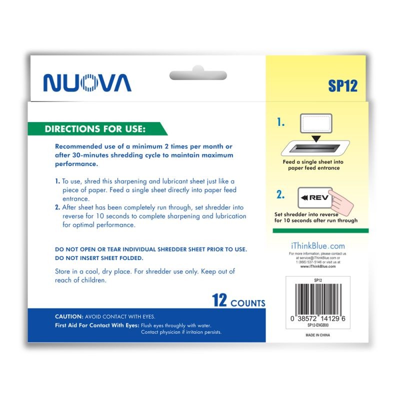 Nuova Shredder Sharpening & Lubricant Sheets - 36 counts