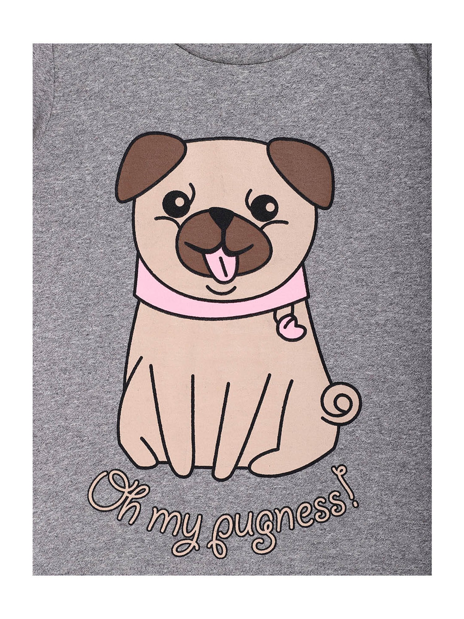 Lazy Shark Kids Grey & Pink Printed  Top with  Shorts