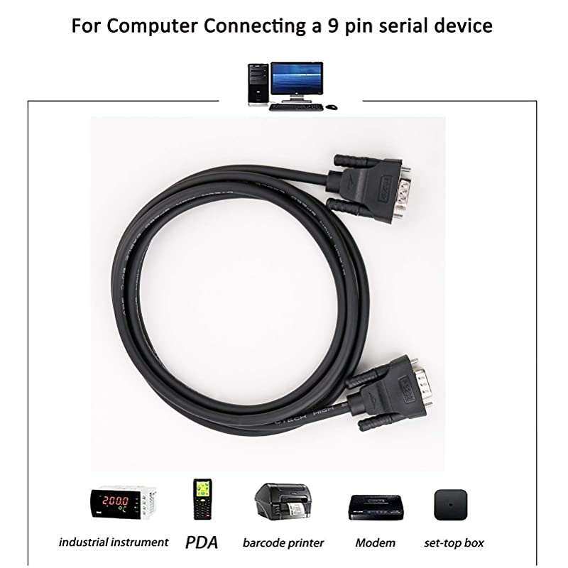 5 Feet DB9 9 Pin Serial Cable Male to Male RS232 Straight Through Cord