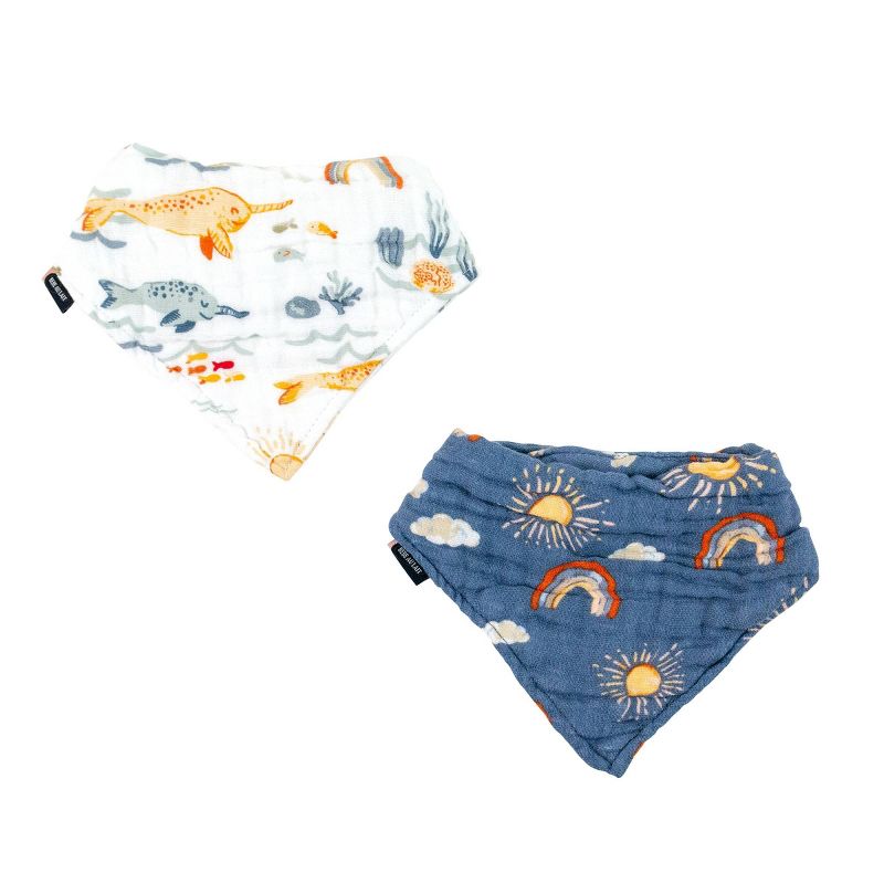 Bebe Au Lait Muslin Bandanna Bib - Narwhal and Hello Sunshine - 2pk