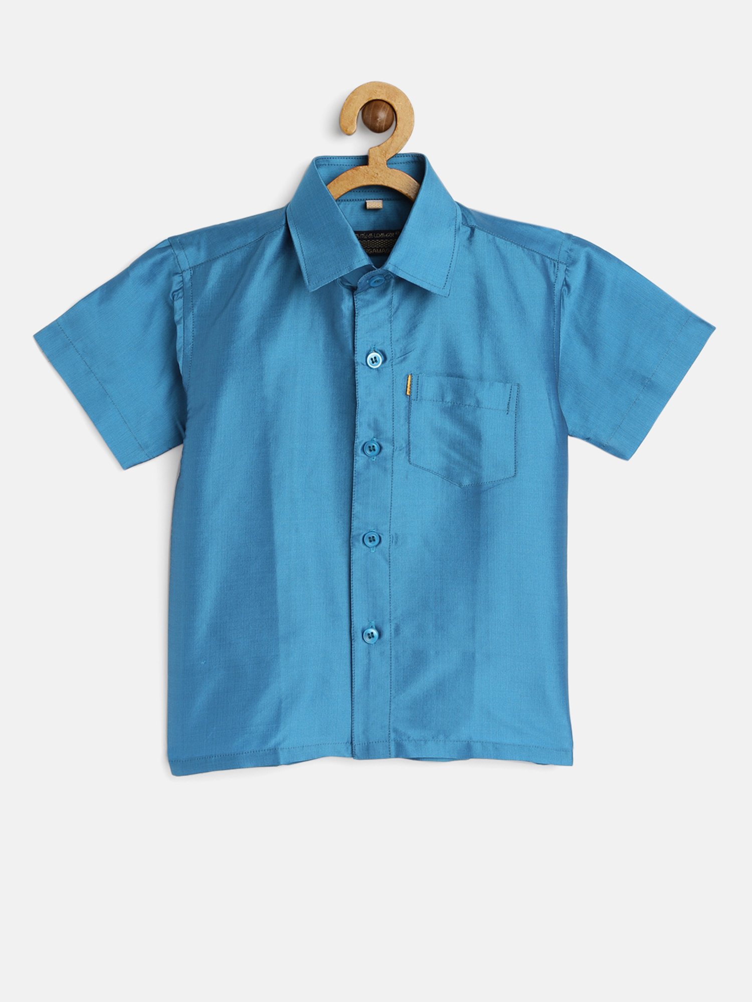 THANGAMAGAN Kids Blue Solid Lining Shirt
