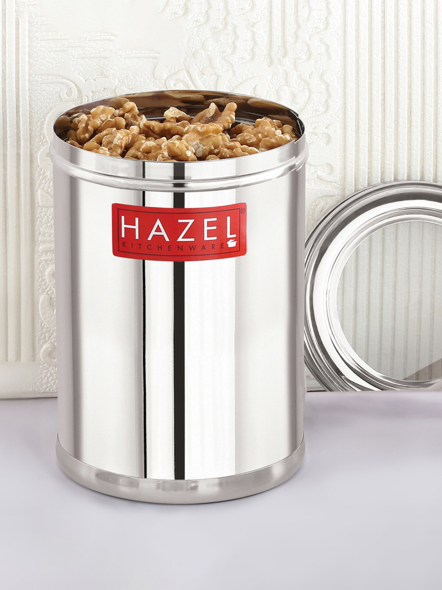 HAZEL Silver & Transparent Stainless Steel Multipurpose Container With Lid (1.6 L)