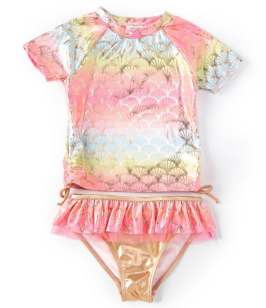 Flapdoodles Little Girls 2T-6X Sequin Leopard Foiled One-Piece Swimsuit