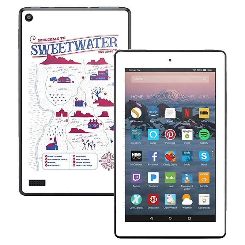 Skin Compatible with  Kindle Fire 7 2017 Sweetwater Map | Protective Durable and Unique Vinyl Decal wrap Cover | Easy to Apply Remove and Change Styles | Made in The USA