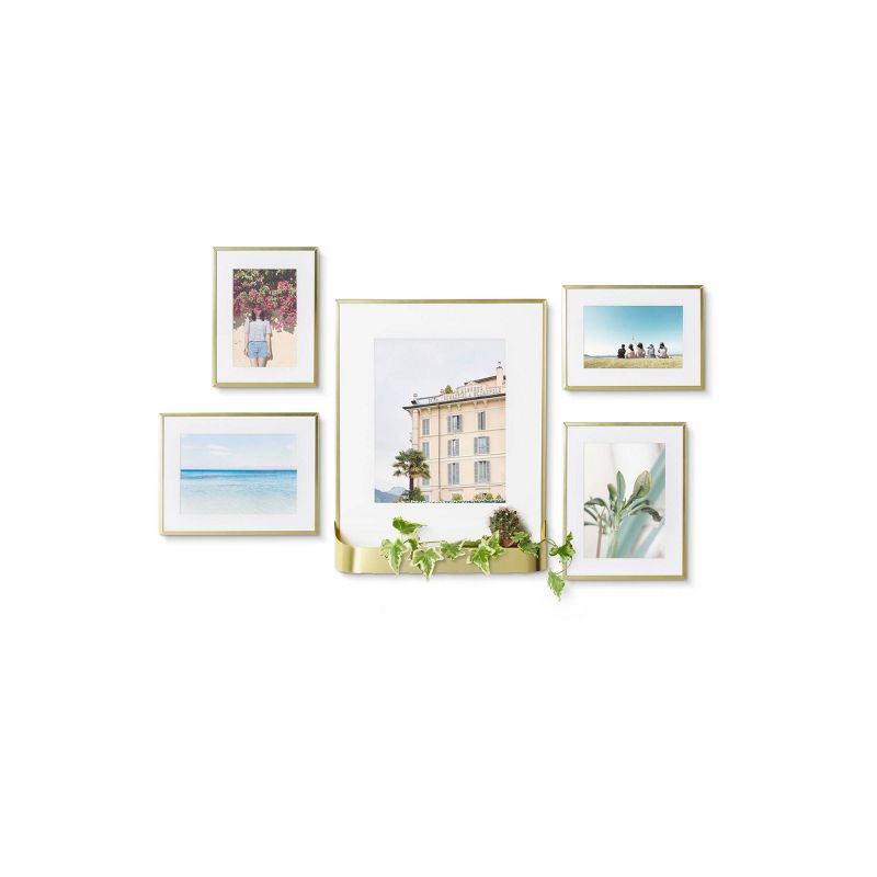 Set of 5 Matinee Multi Photo Display Frames Matte Brasss - Umbra