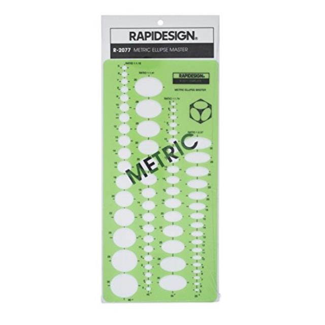 rapidesign metric ellipses master template, projections of 25, 35, 45 and 60 degrees, 1 each r2077