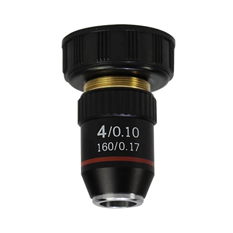 4X Microscope Objective Lens | DIN Standard 16017 | 202MM Interface | Lab Quality Objective Lens for Compound Biological Microscopes
