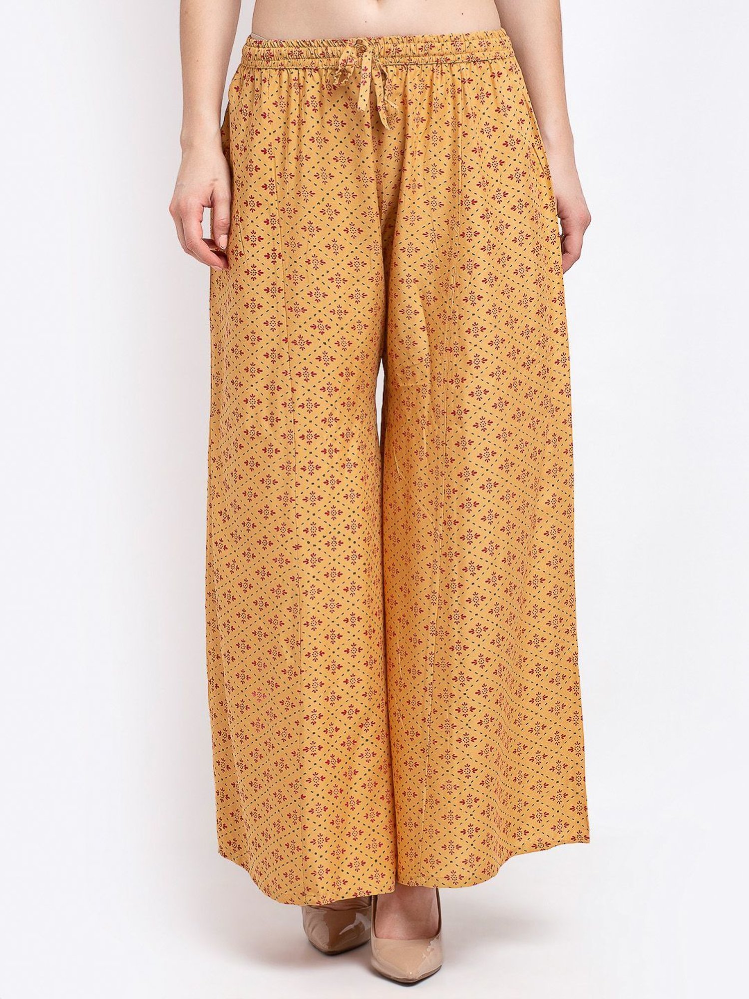 Gracit Beige & Brown Printed Palazzos - Pack Of 2