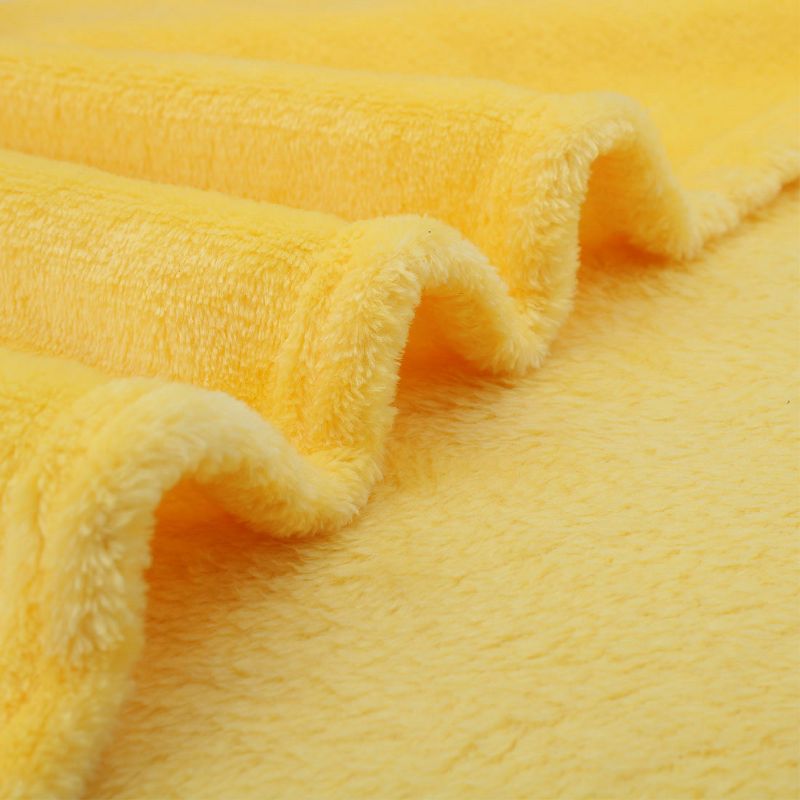 1 Pc Twin Polyester Flannel Fleece Bed Blankets Yellow  - PiccoCasa