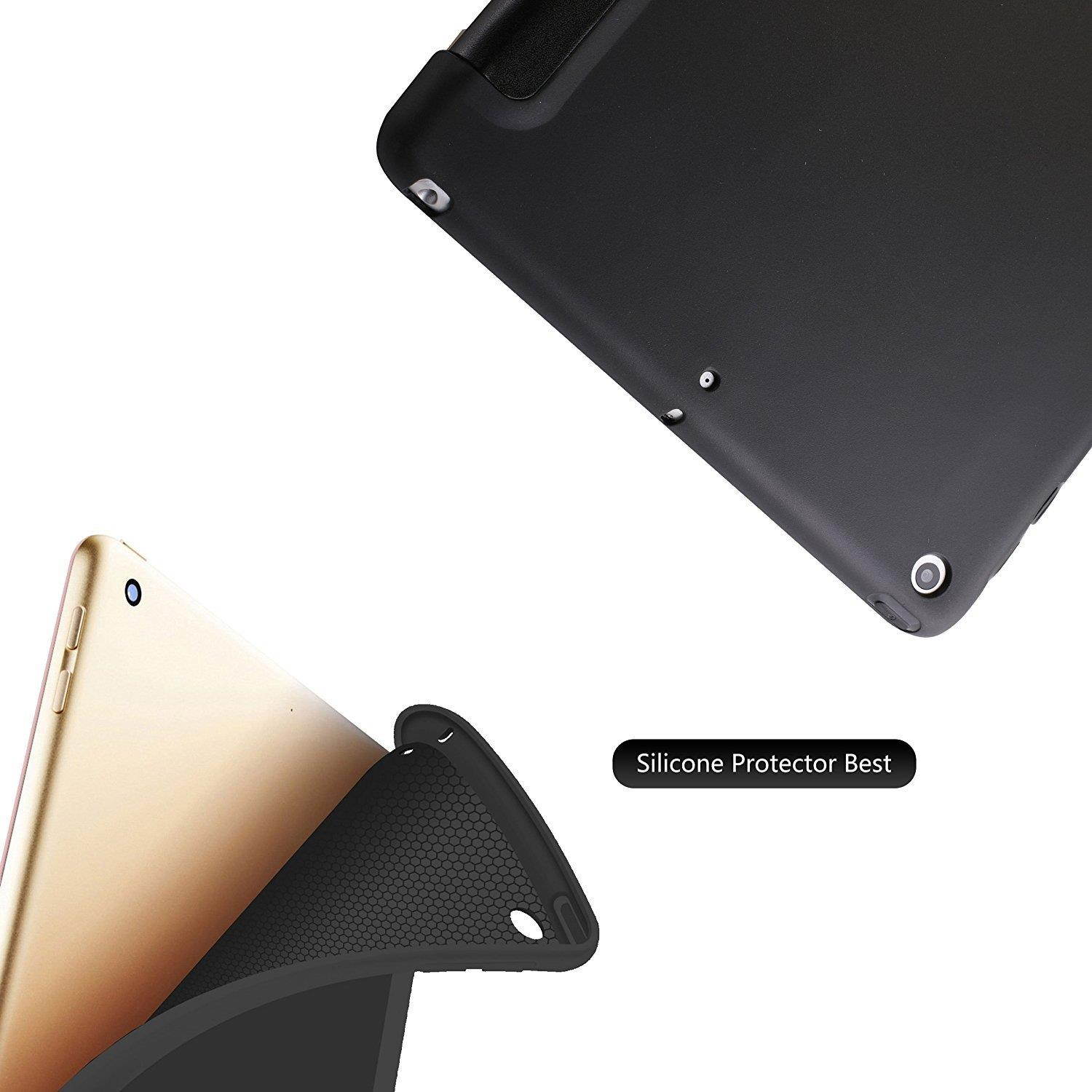 iPad Pro 10.5 Inch Case Soft Silicone Back (?For Extra Shock Protection) TriFold Ultra Slim Smart Cover Auto Sleep/Wake, Multi-Angle Stand [iPad Pro 10.5" 2017 (A1701 A1709)]?Soft Back- Black