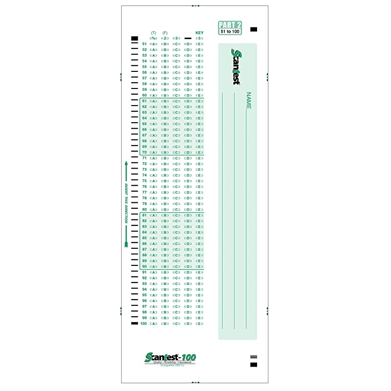 100 882 E Compatible Testing Forms 50 Sheet Pack