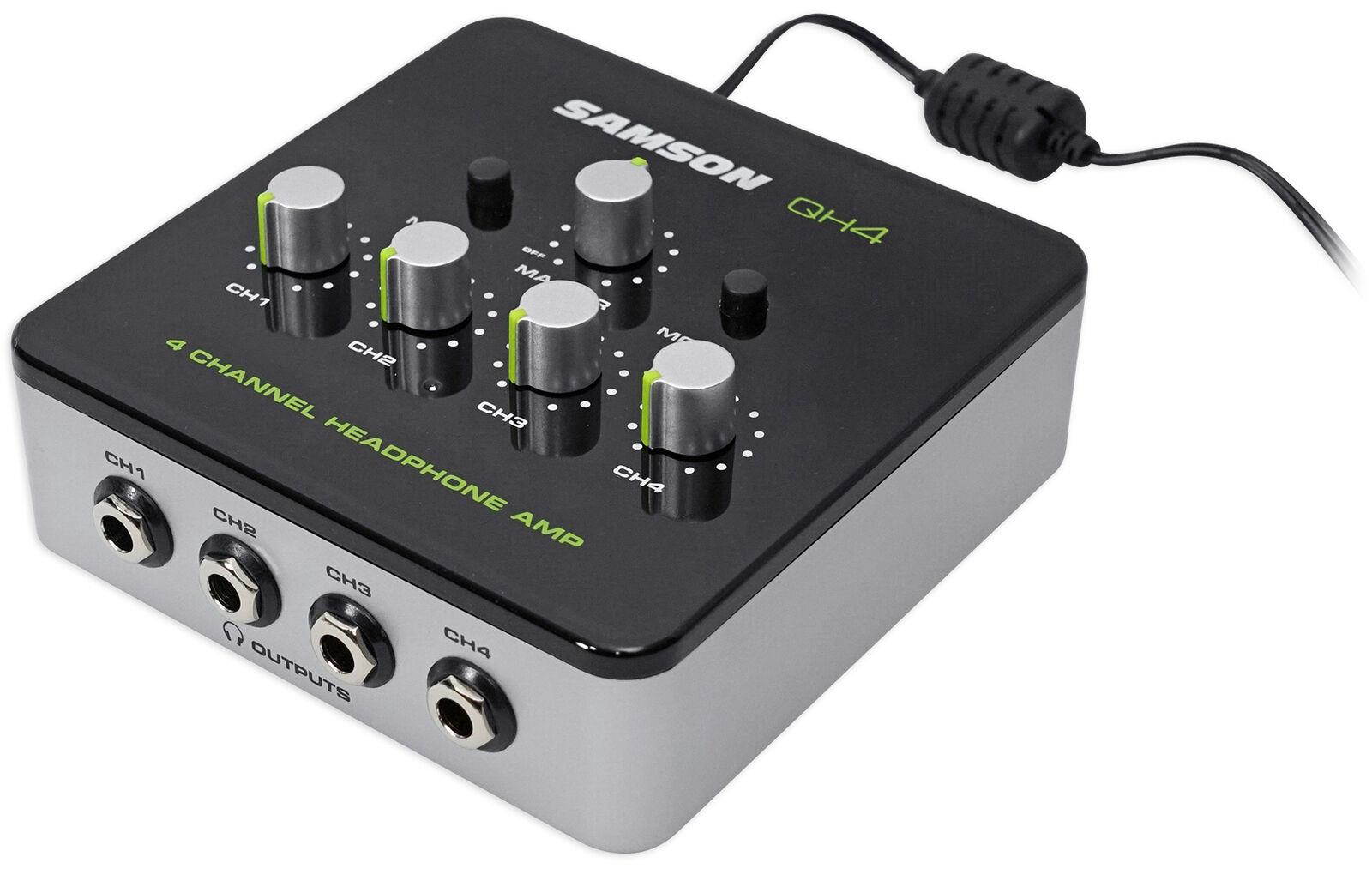 SAMSON QH4 4-Channel Studio/Podcast Monitoring Headphone Amplifier Amp
