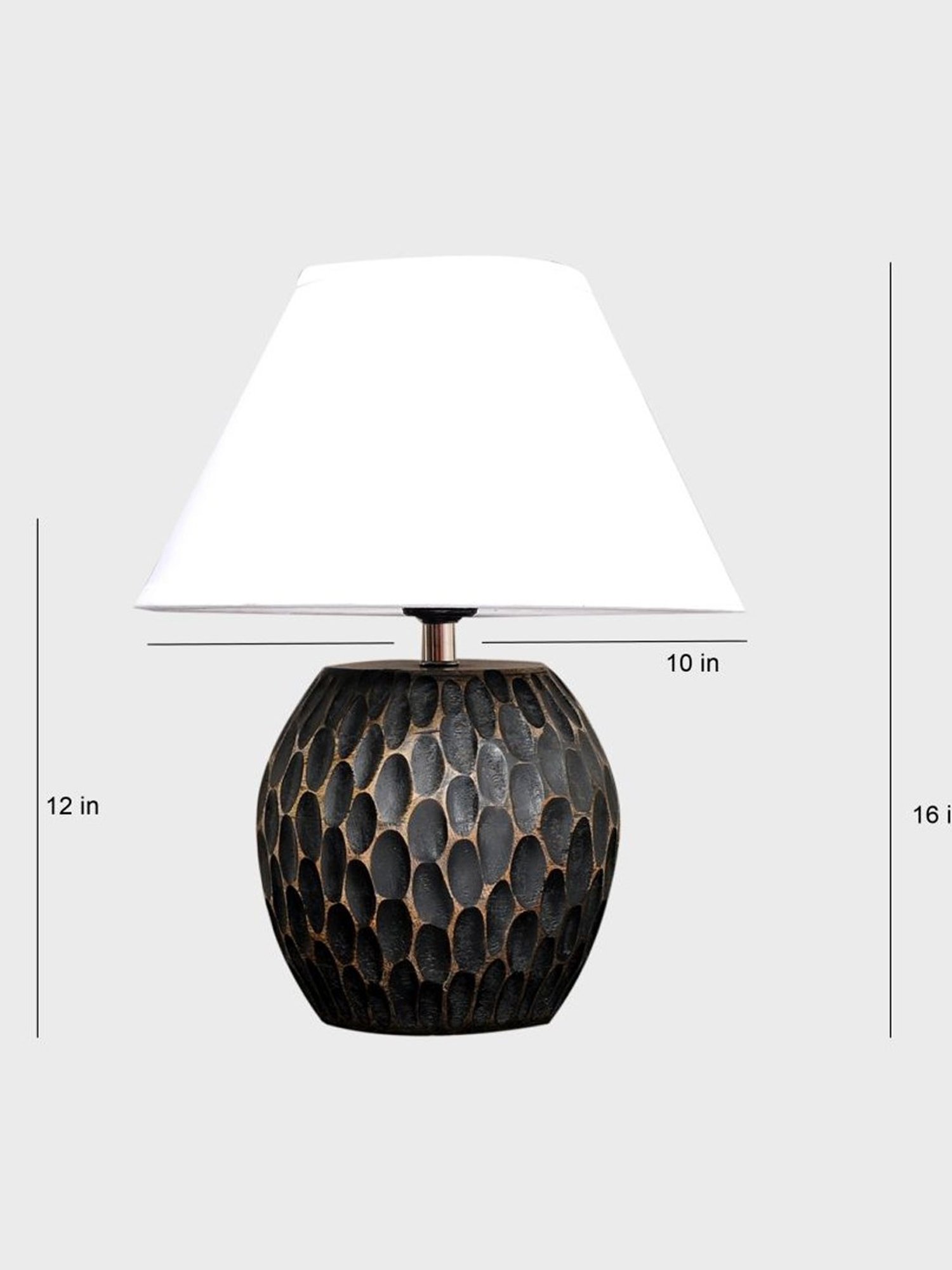 Kapoor Lamp Shades Black & White Wood Aida Mini Carved Table Lamp