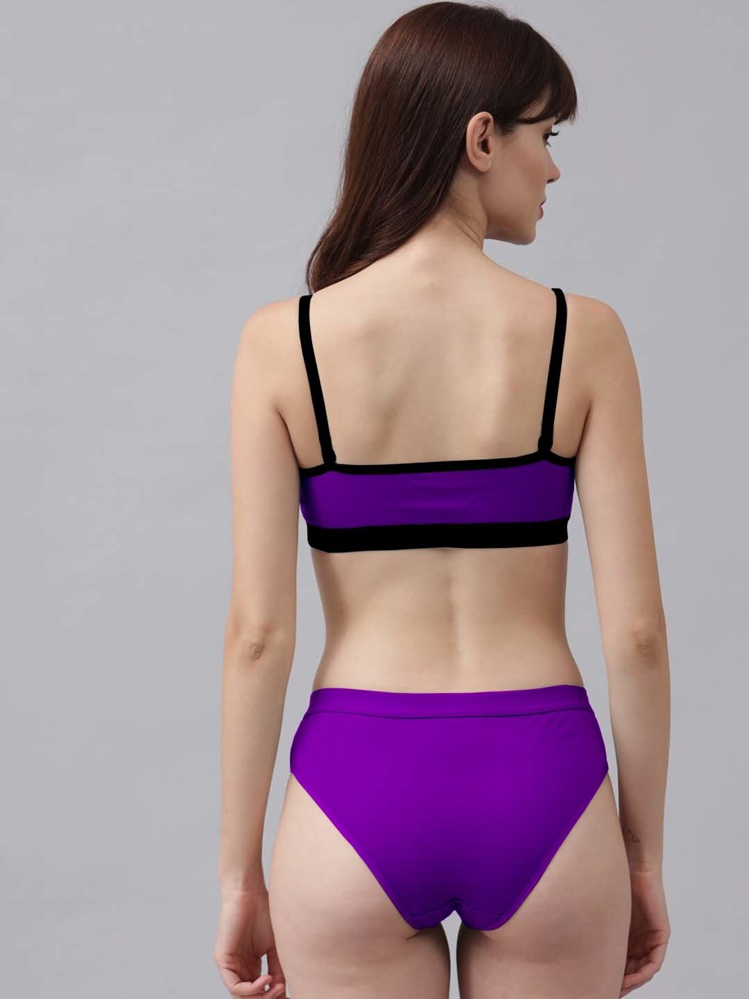 AROUSY Purple & Pink Cotton Bra Panty Set - Pack Of 3