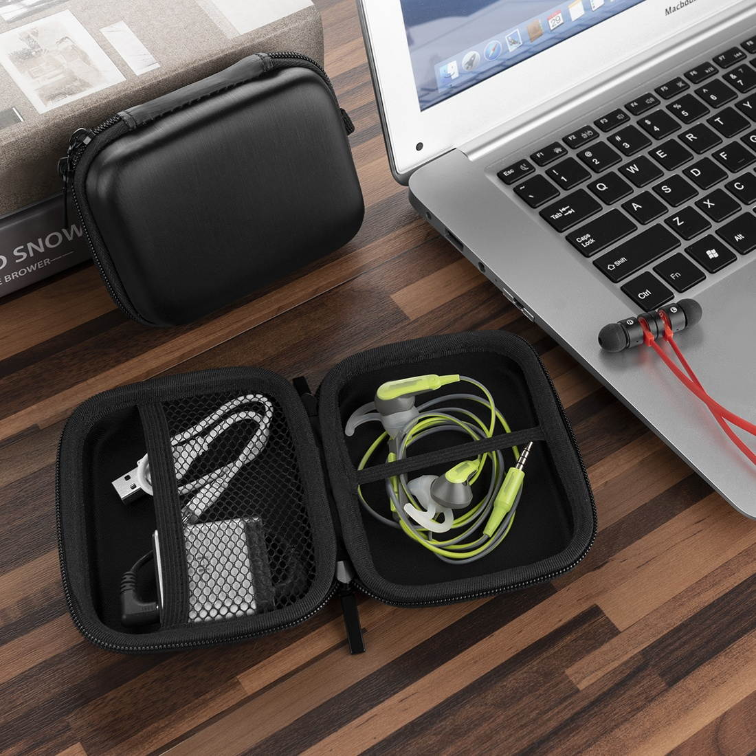 sports wireless bluetooth headset carrying case, fit jabra sport plus, pulse, step, rox, powerbeats, monster isport, apple airpods and more / sweat proof wireless workout earbuds carrying case