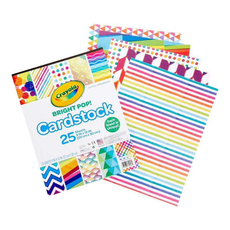 Crayola 25 Page Bright Pop! Cardstock - Assorted Patterns