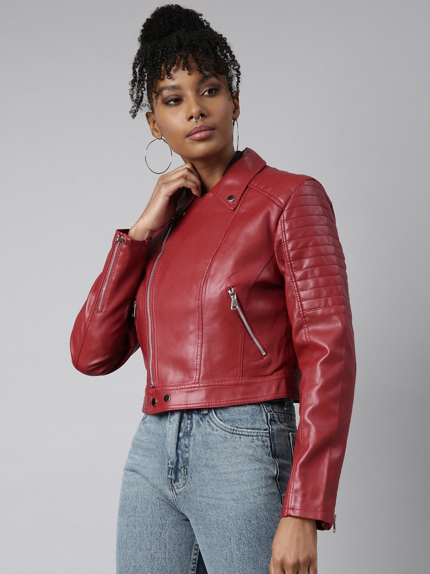 SHOWOFF Red Regular Fit Biker Jacket
