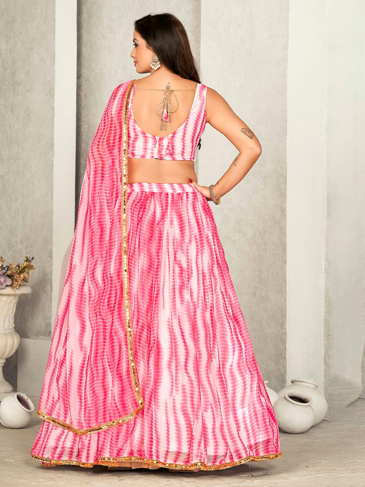 Warthy Ent Pink Printed Lehenga Choli Set With Dupatta