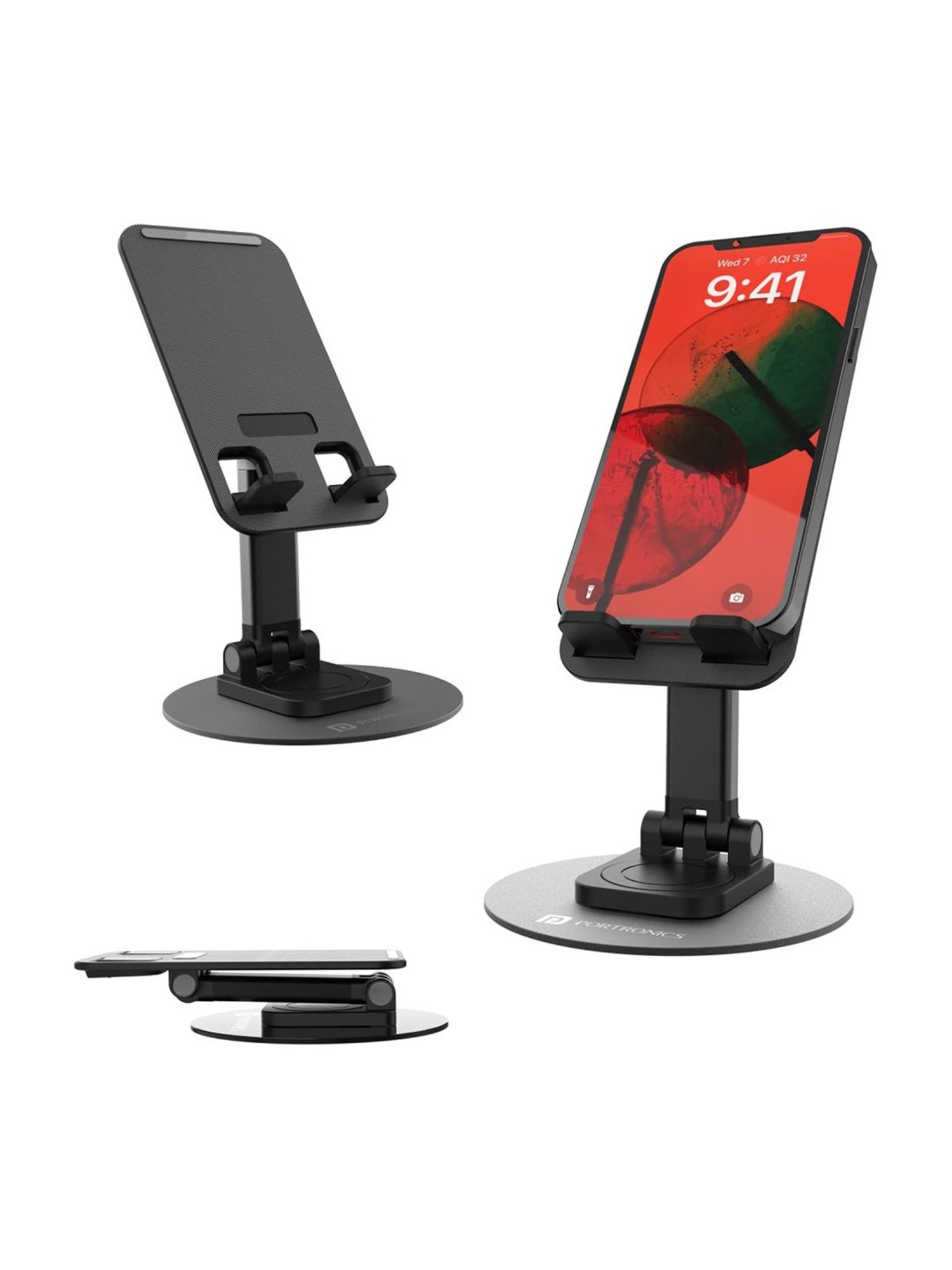 Portronics POR-1790 Mobot II Multifunctional Mobile Holding Stand (Black)