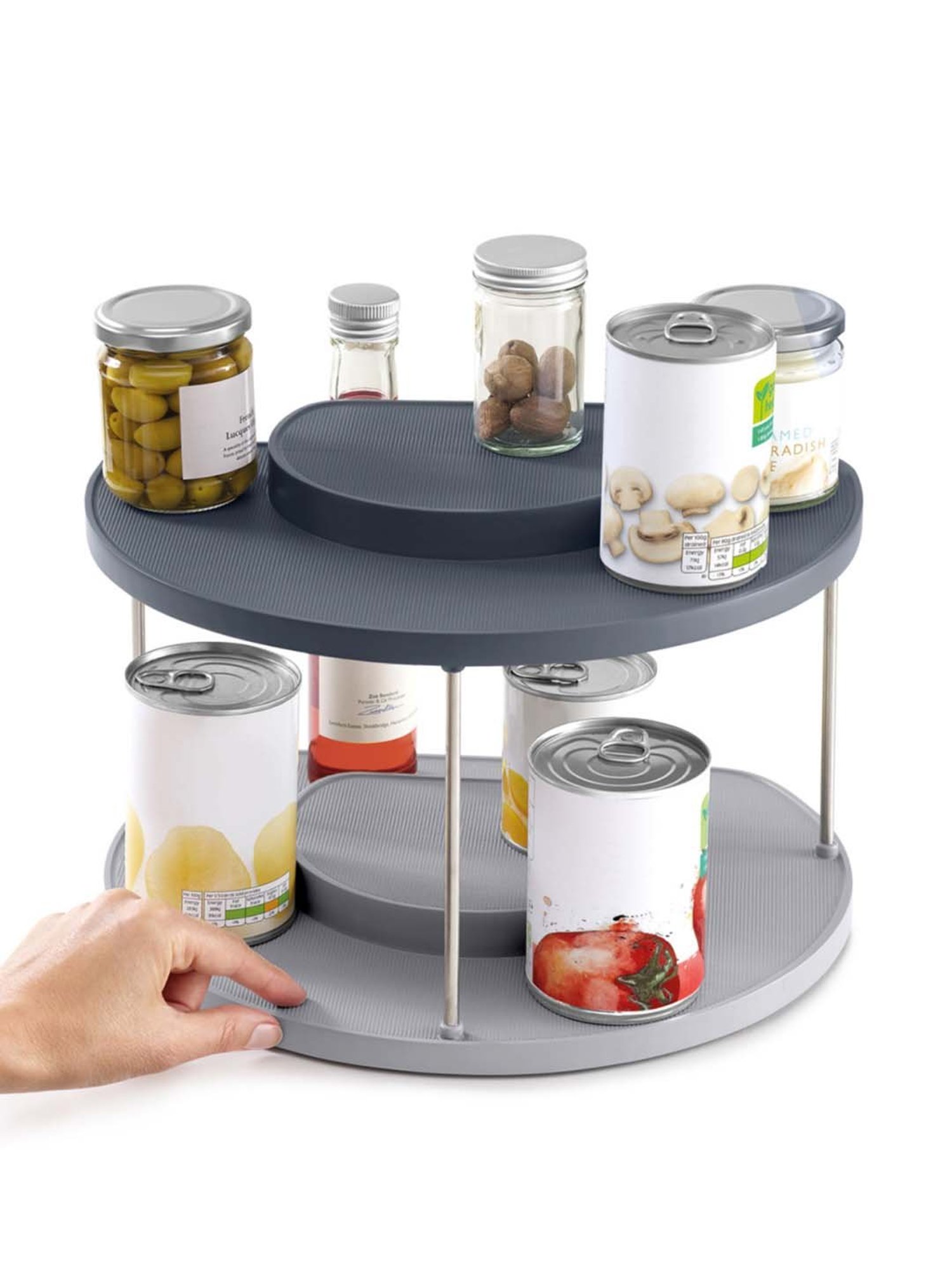 Joseph Joseph Grey Polypropylene 3-Tier Shelf Organizer With Drawer For Cabinet