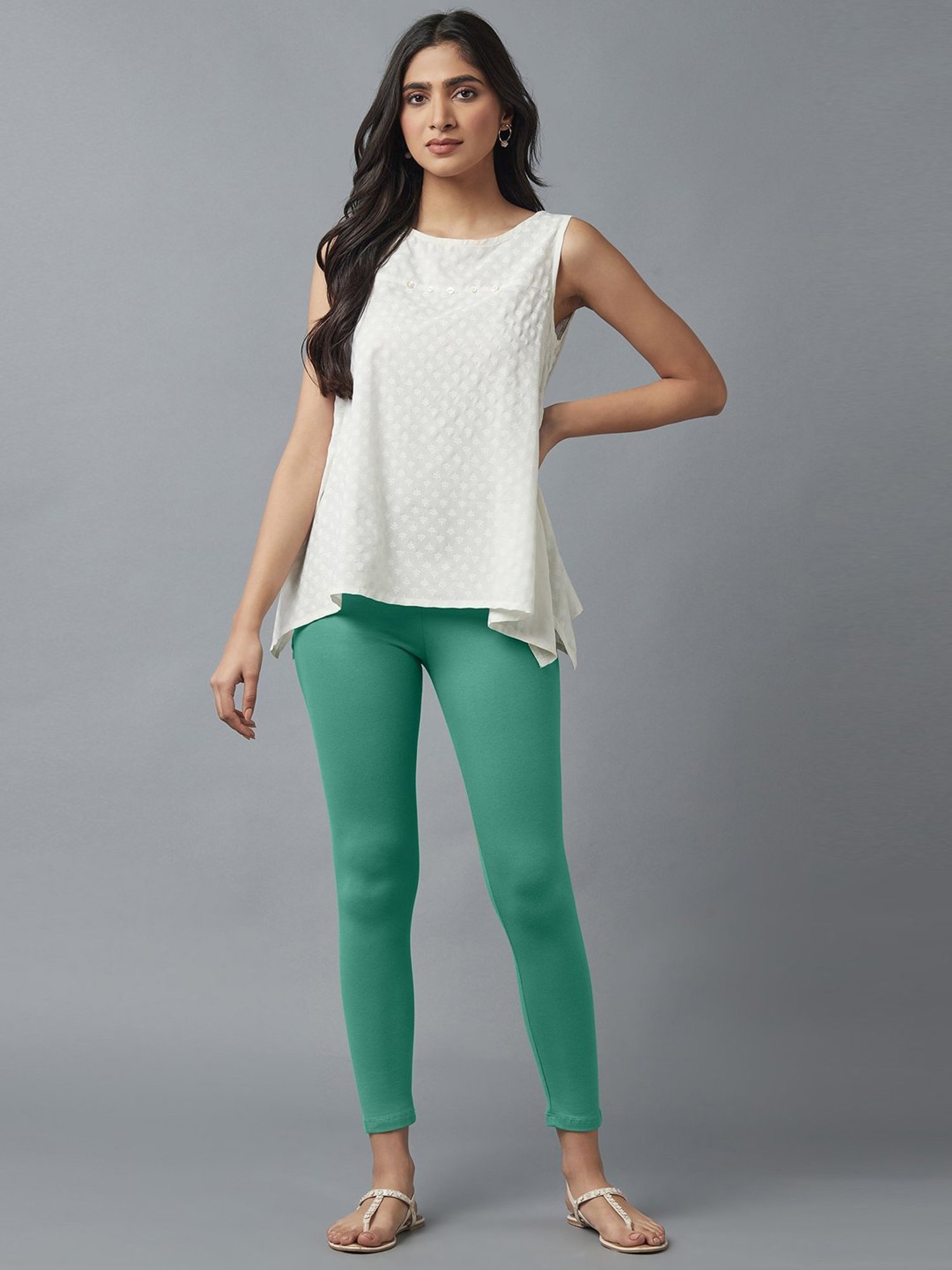 Elleven Green Plain Leggings