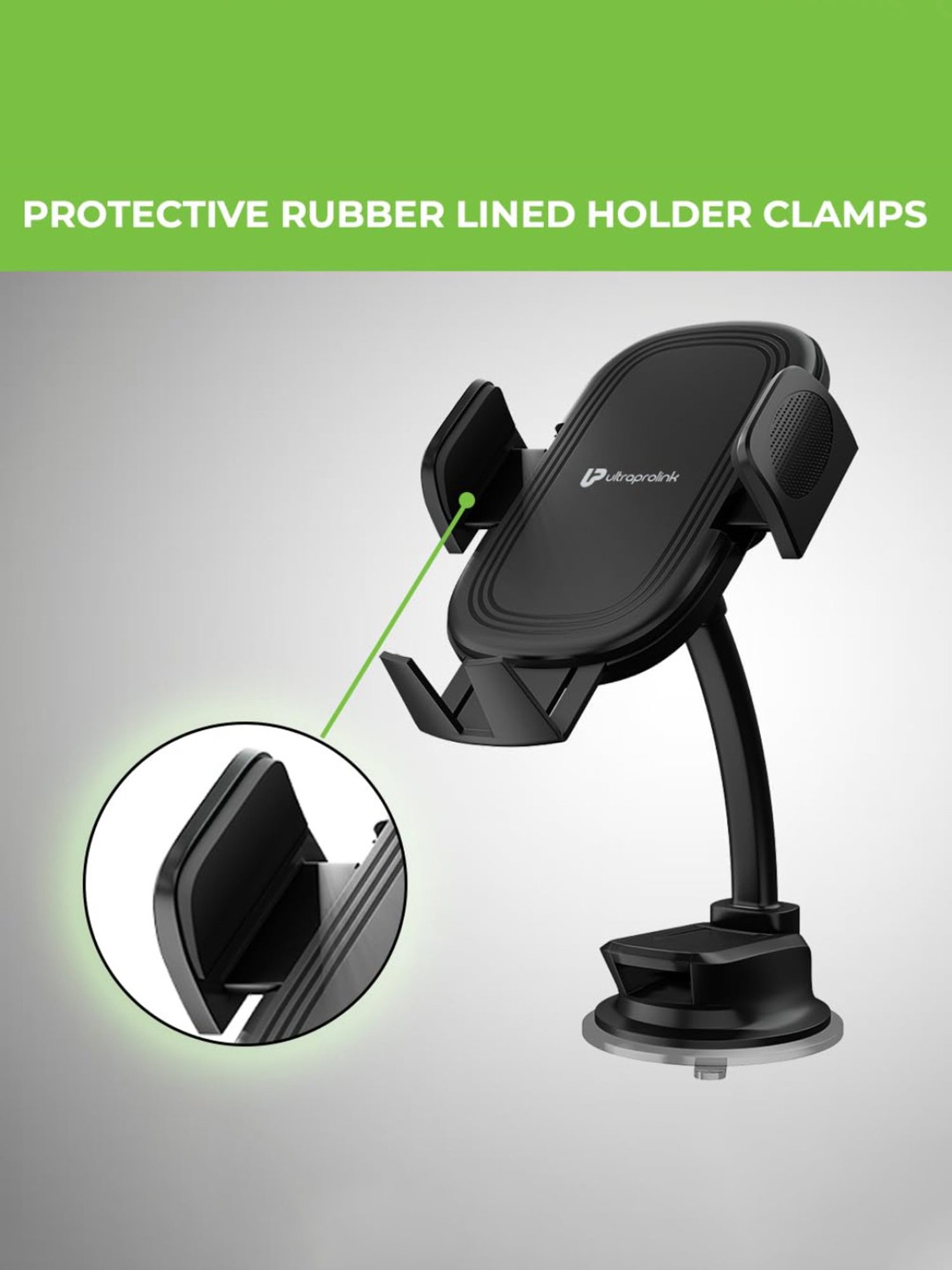 ULTRAPROLINK UM1167 Drive Safe, Universal Adjustable Holder Car Mount for All Smartphones (Black)