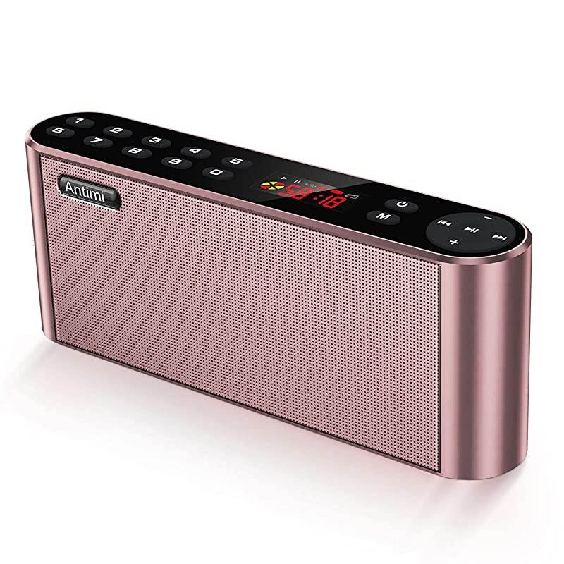 Bluetooth Speakers with FM Radio MP3 Player Stereo Portable Wireless Speaker Dual Drivers with HD Sound Builtin Microphone High Definition Audio and Enhanced Bass Pink