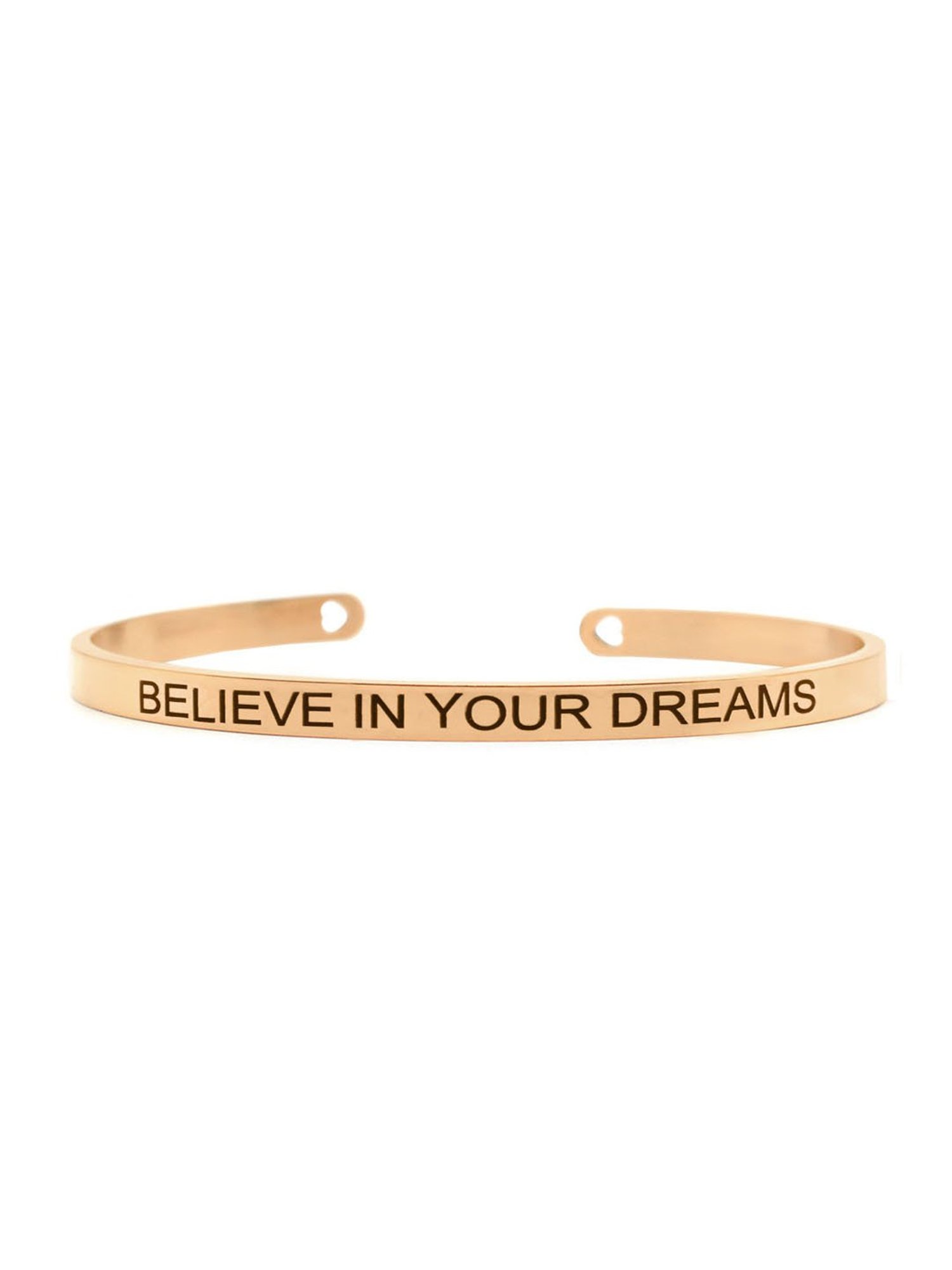 Joker & Witch Believe In Your Dreams Rose Gold Mantra Band Flexible fit Bracelet