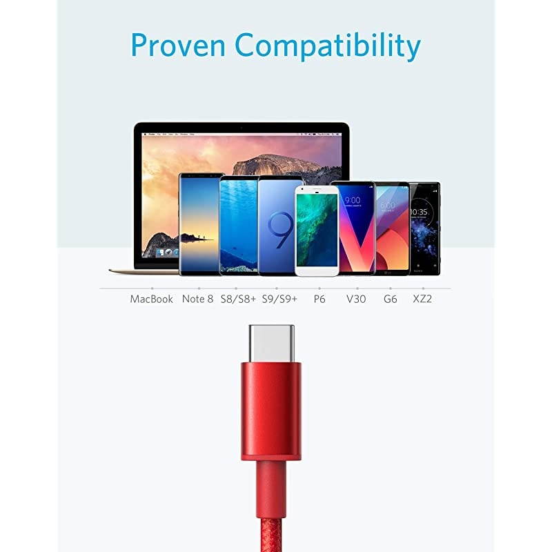 USB Type C Cable,  [2-Pack 6 Foot] Premium Nylon USB-C to USB-A Fast Charging Type C Cable, for Samsung Galaxy S10 / S9 / S8 / Note 8, LG V20 / G5 / G6 and More(Red)