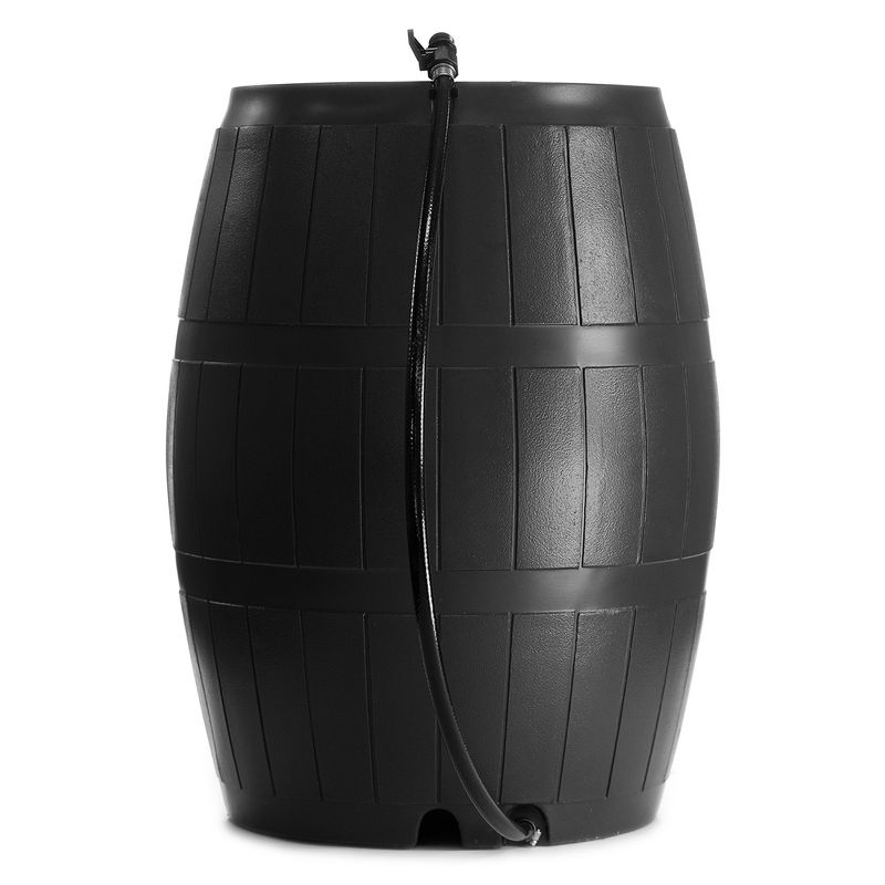 FCMP Outdoor RC4000-BLK 45-Gallon BPA Free Home Rain Water Storage Catcher Barrel, Black
