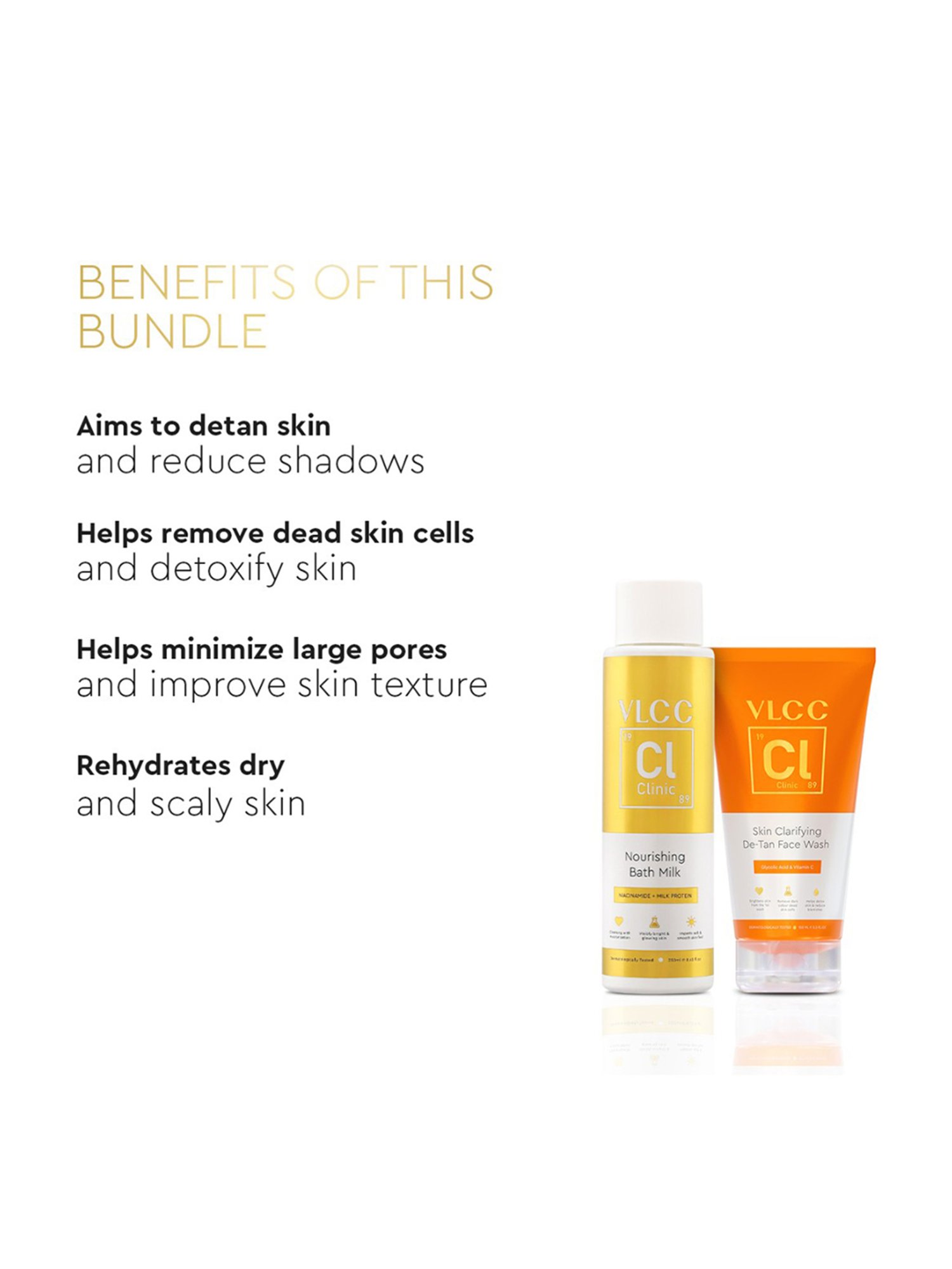 VLCC Clinic Nourishing Bath Milk & Skin Clarifying De-Tan Face Wash Combo