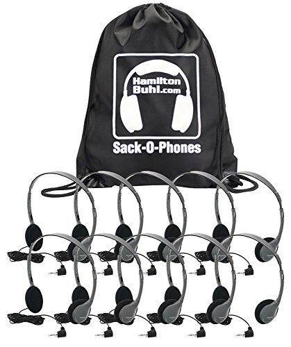 HamiltonBuhl Sack-O-Phones, 10 HA2 Personal Headsets, Foam Ear Cushions in a Carry Bag
