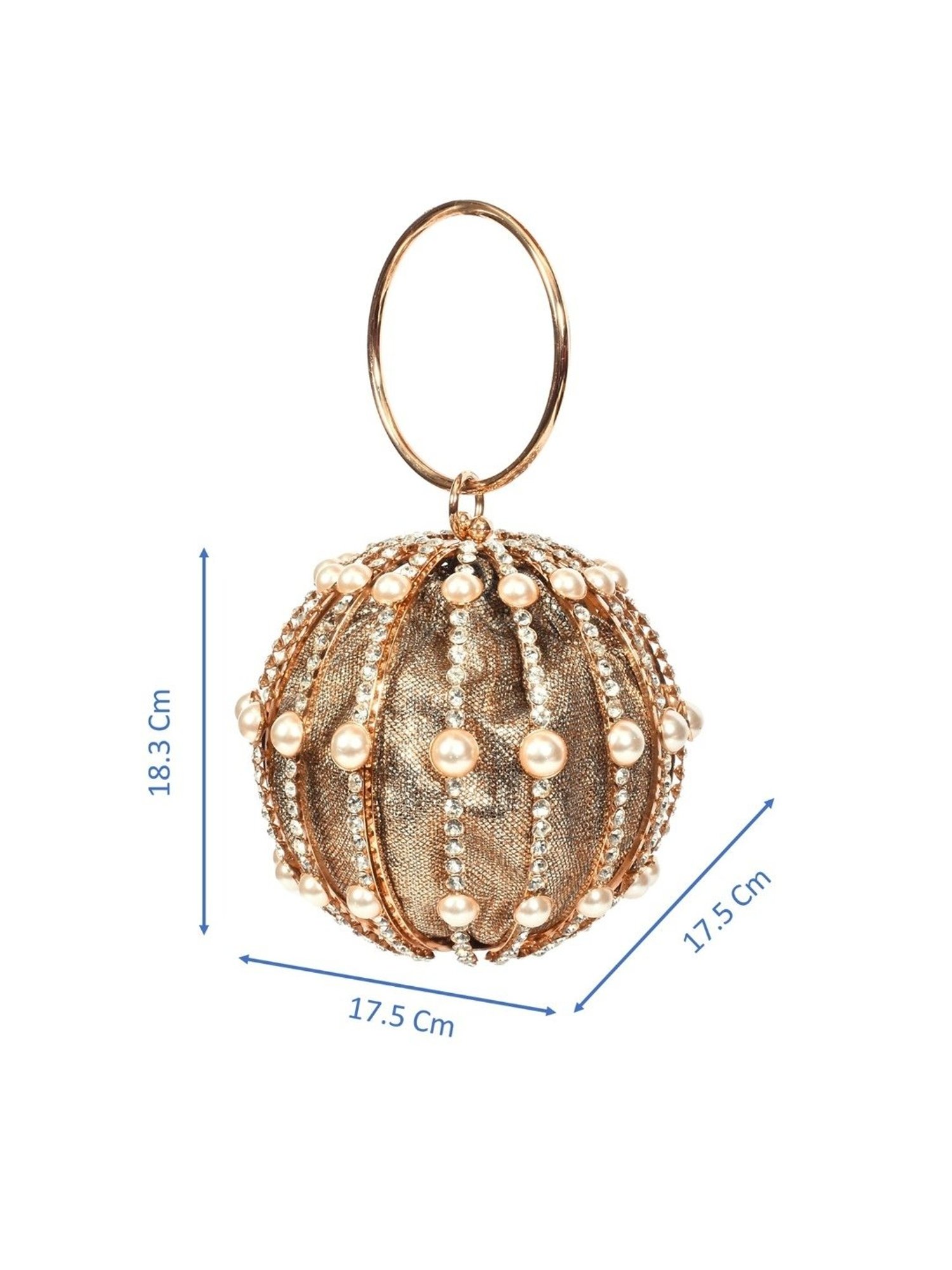 SASSORA IVORY Gold Leather Embellished Handbag