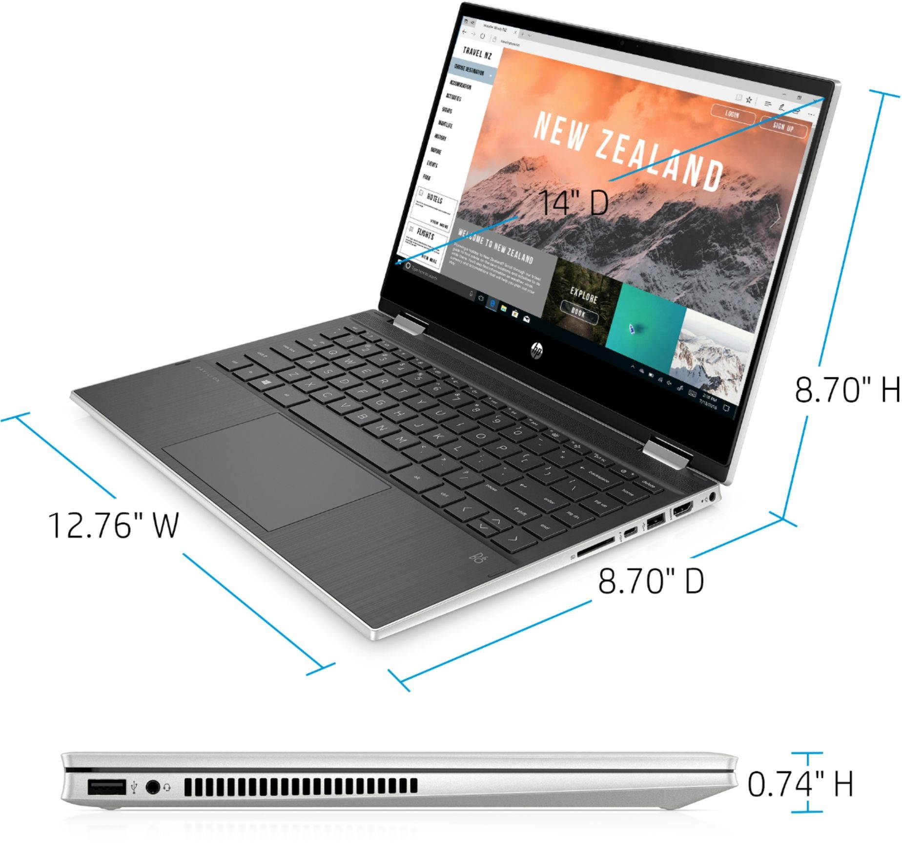 HP Pavilion x360 Notebook, 14" HD Touch Display, Intel Core i3-1115G4 Upto 4.10GHz, 16 GB RAM, 256GB SSD, HDMI, Card Reader, Wi-Fi, Bluetooth, Windows 10 Pro S W/ Lone Star Mouse Pad