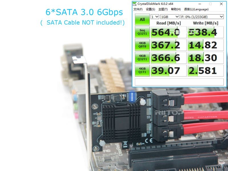 SATA iii Card 6 Port PCI-e Express x4 to SATA 6Gbps Expansion Controller Card Adapter, Come with Low Profile Bracket and SATA Cable