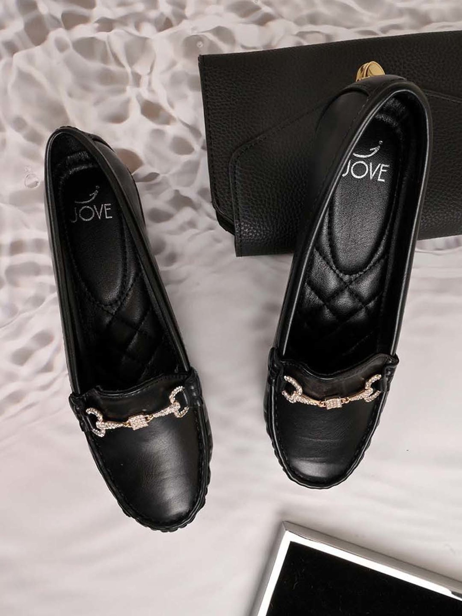 Jove Women's Black Casual Loafers