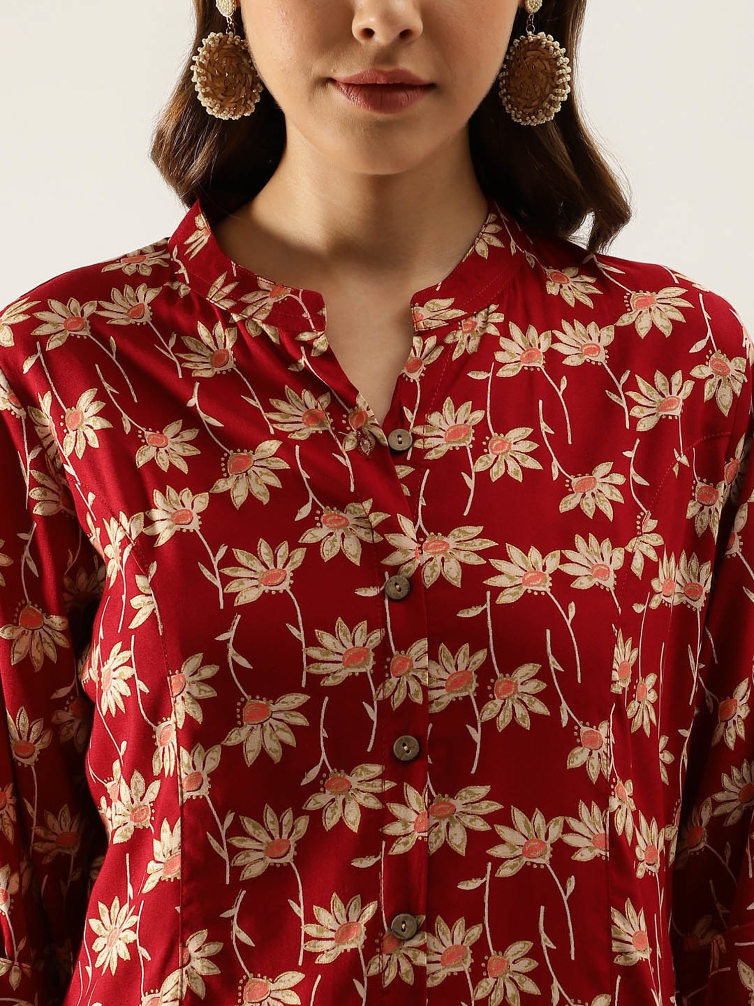 Divena Maroon Printed Top
