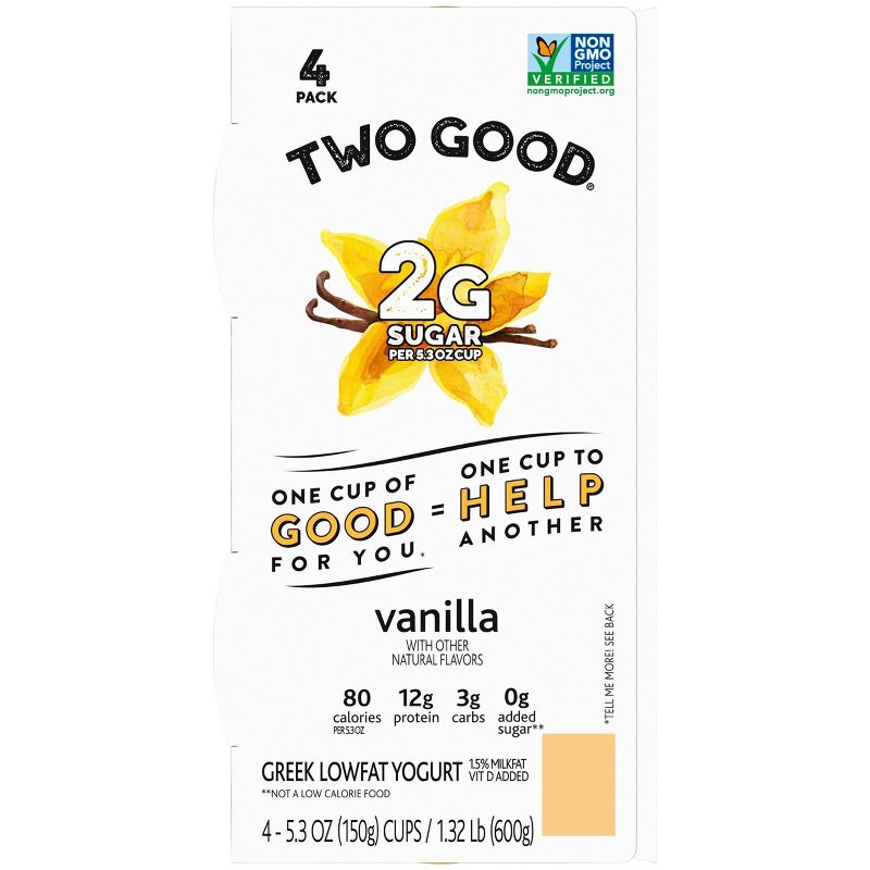 Dannon Two Good Vanilla Greek Yogurt - 4pk/21.2oz