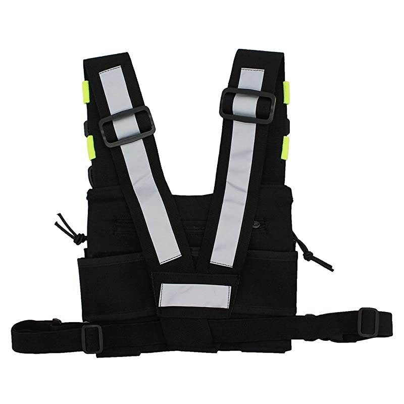 Universal Radio Harness Chest Rig Bag Pocket Pack Holster Vest Fluorescent Green for Two Way Radio