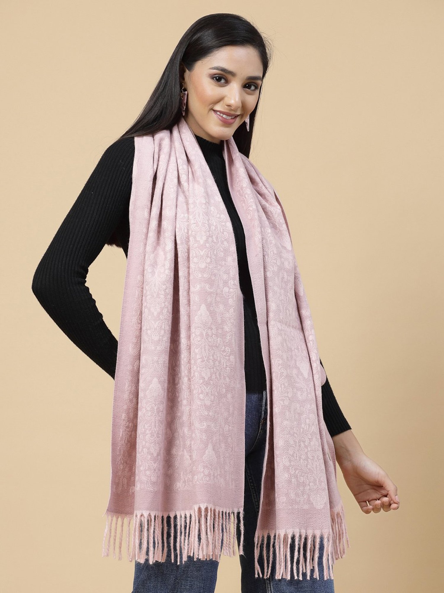 Mafadeny Pink Printed Stole