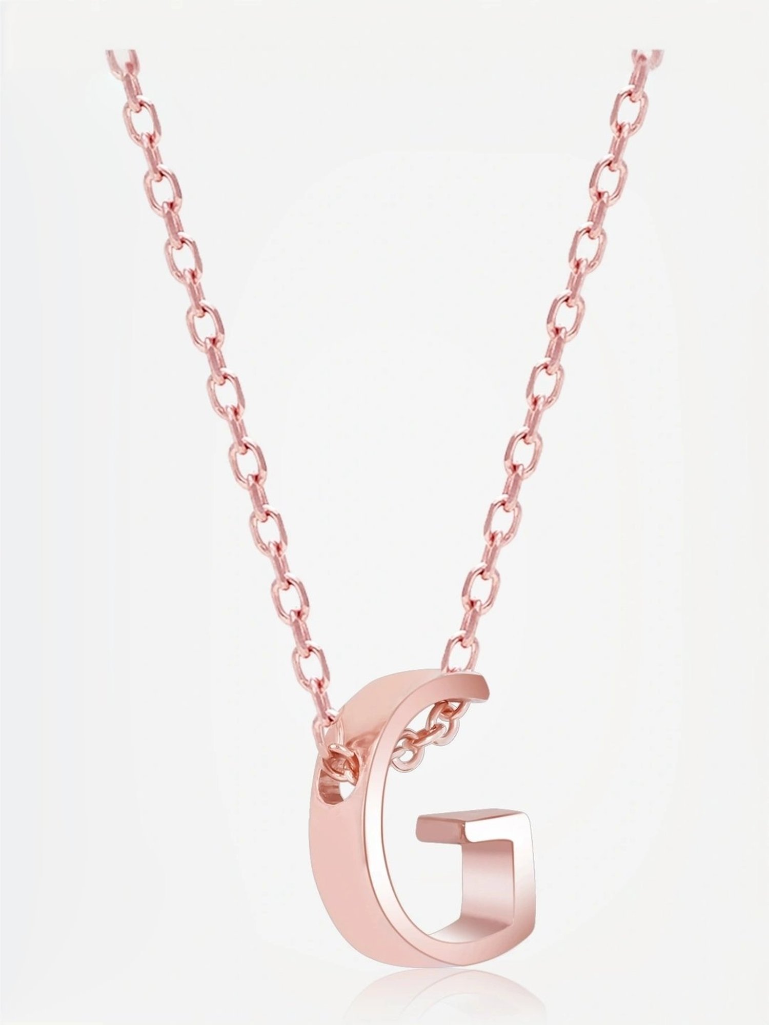 Touch925 Sterling Silver Gleaming G Initial Rose Gold Chain Pendant