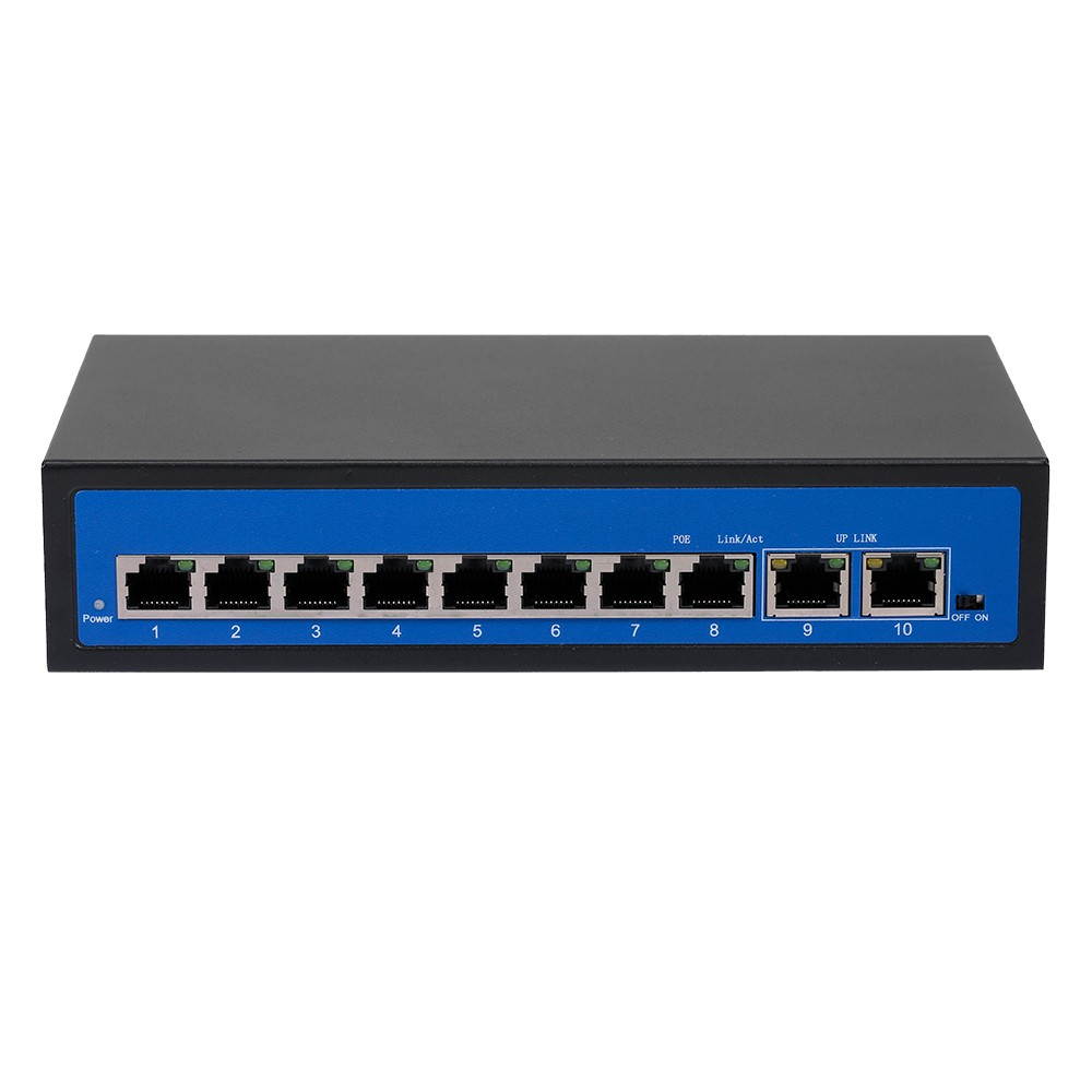 ZWD-8+2BZDN-X 8+2 POE Switch 8 Ethernet Port 2 Uplink Ethernet Port 2.0Gbps for IP Camera Wireless AP US Plug