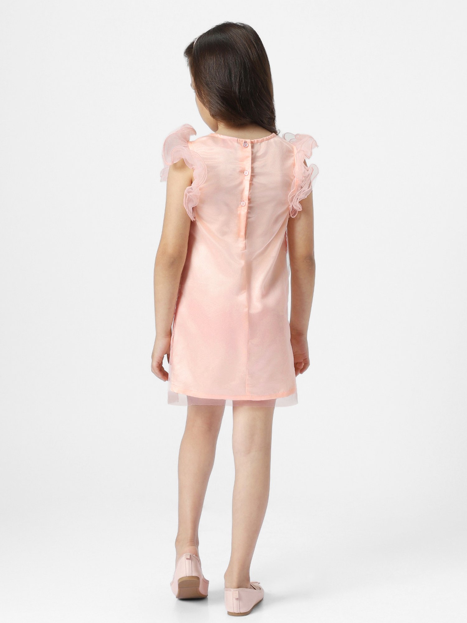 Nauti Nati Kids Peach Embellished Dress